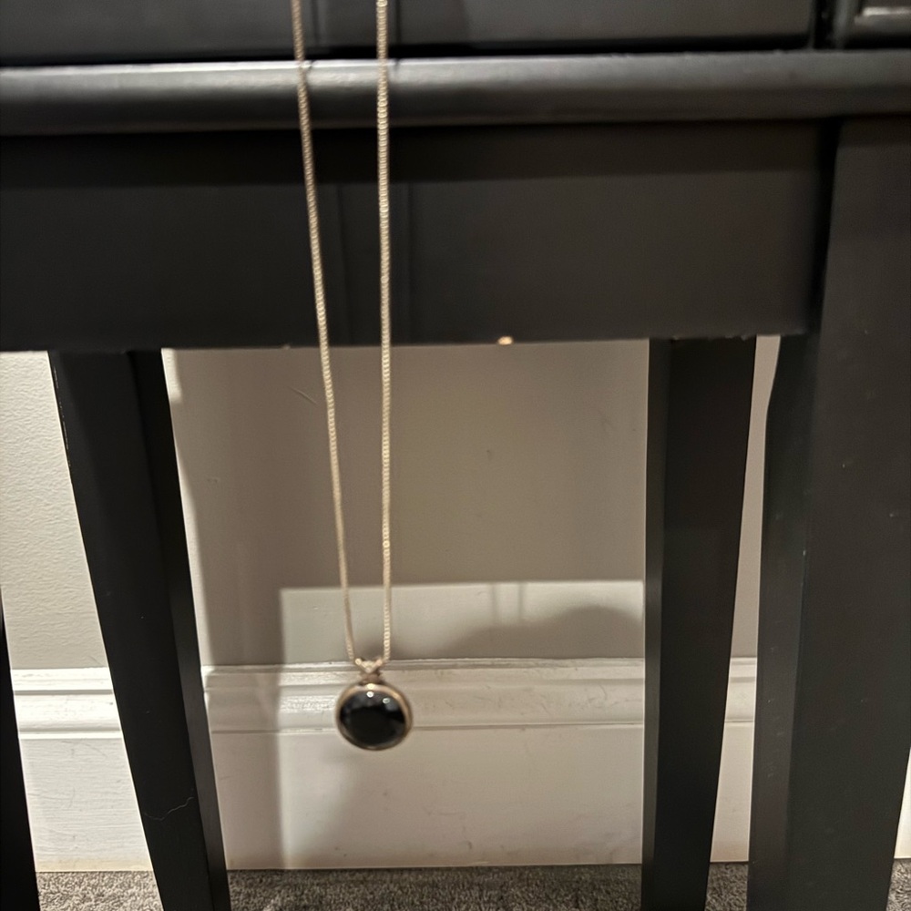 Silver Necklace with Black Pendant